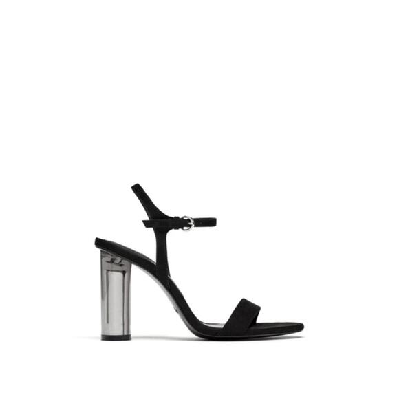 Zara Basic Black Sandals with Acrylic Clear High Heel - 8/39 - Picture 4 of 10
